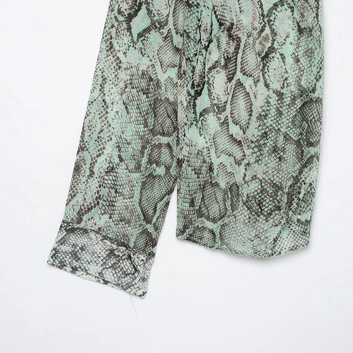 Damen Chiffonbluse mit Schleifenkragen und Schlangenprint Echo Archiv