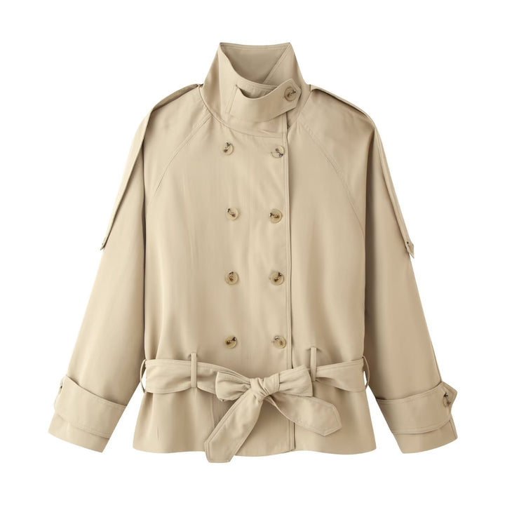 Damen Kurz-Trenchcoat mit Taillengürtel und Stehkragen Echo Archiv