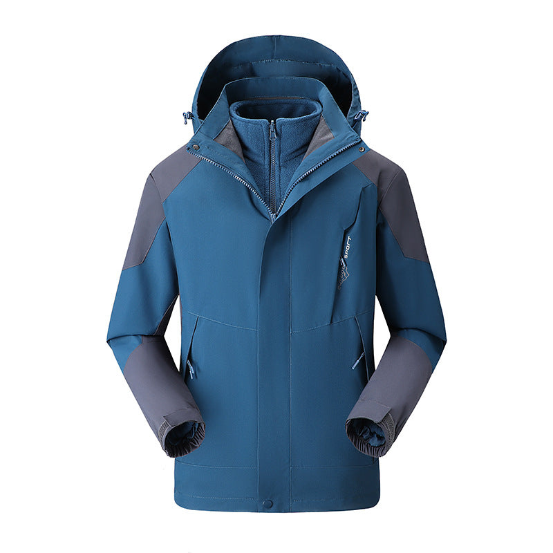 Damen Zwei-Lagen-Outdoormantel mit abnehmbarer Fleece-Innenjacke und verstellbarem Kapuzen – Avérine