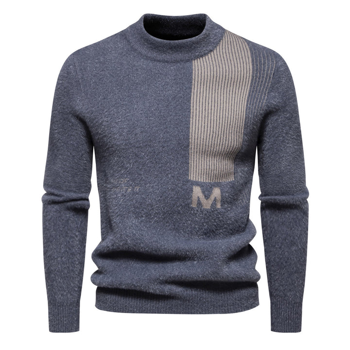 Herren Hochwertiger Strickpullover mit modernem Stehkragen und strukturiertem Design Echoarchiv