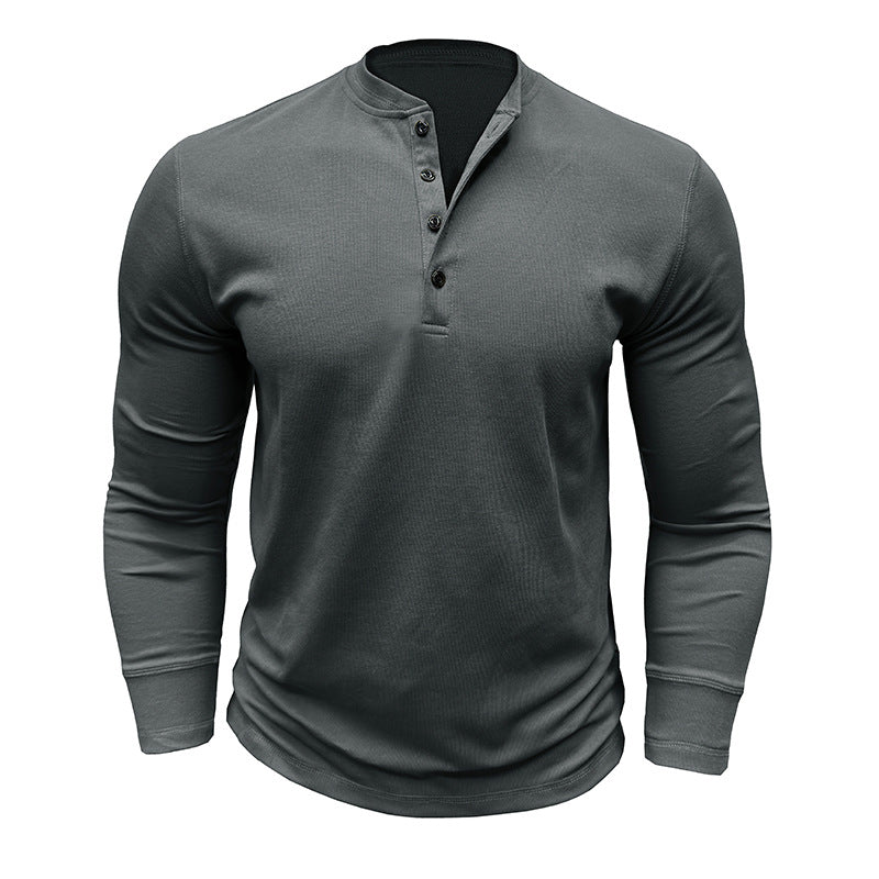 Herren Langarm Henley-Shirt mit modernen Knopfdetails Echoarchiv