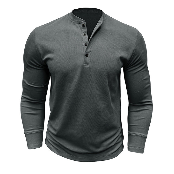 Herren Langarm Henley-Shirt mit modernen Knopfdetails Echoarchiv