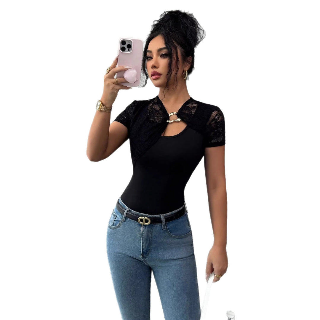 Damen nan kurzes Spitzen-Capelet mit dekorativem Metallclip und kurzen Ärmeln Echo Archiv