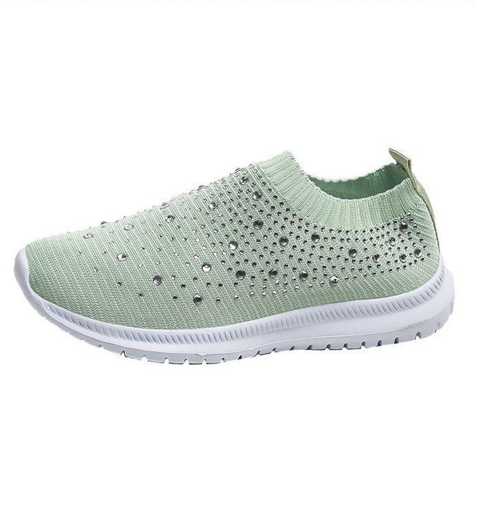 Damen Strick-Slipper-Sneaker mit Strassbesatz und flexibler Komfortsohle Echoarchiv