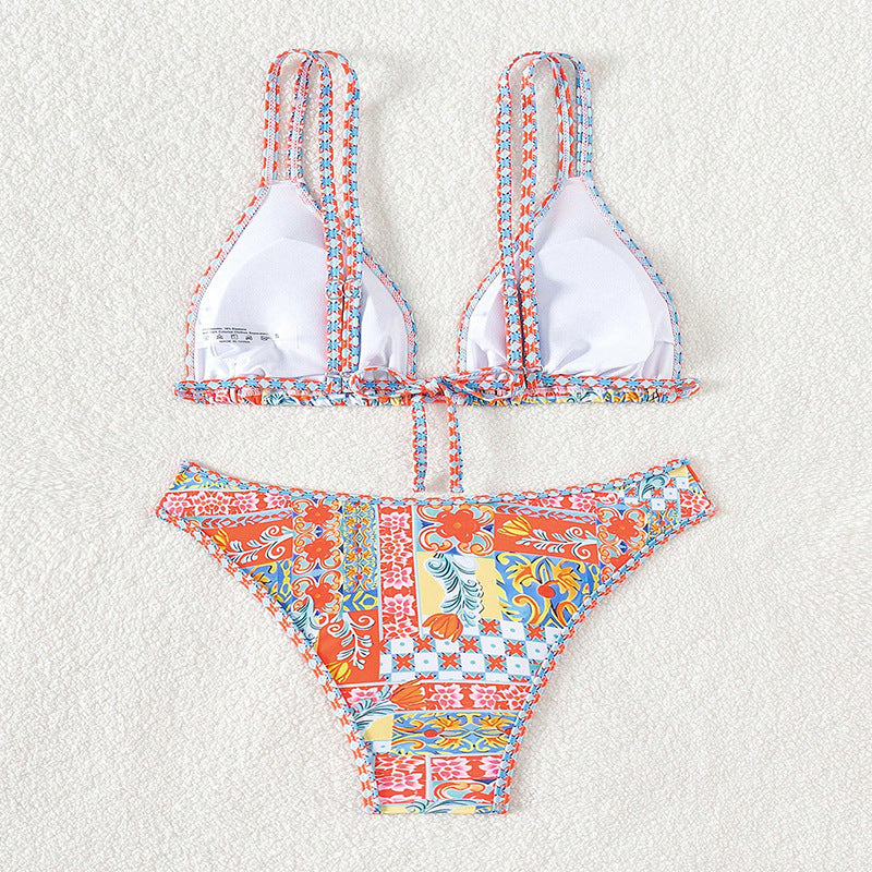 Damen Triangel-Bikini mit buntem Patchwork-Muster Echo Archiv