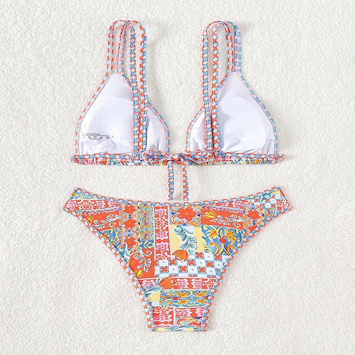 Damen Triangel-Bikini mit buntem Patchwork-Muster Echo Archiv