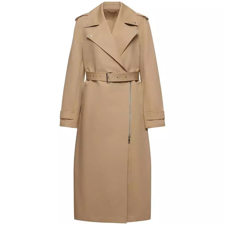 Damen bodenlanger Oversize-Trenchcoat mit Reißverschluss und weitem Schalkragen Echoarchiv