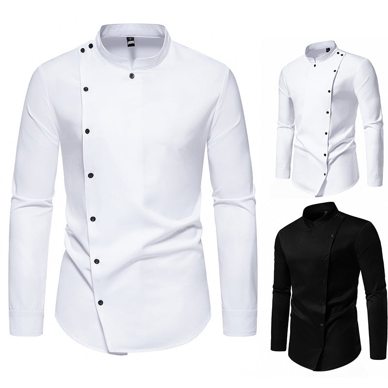 Herren Langarmhemd mit asymmetrischem Knopfdesign Echoarchiv