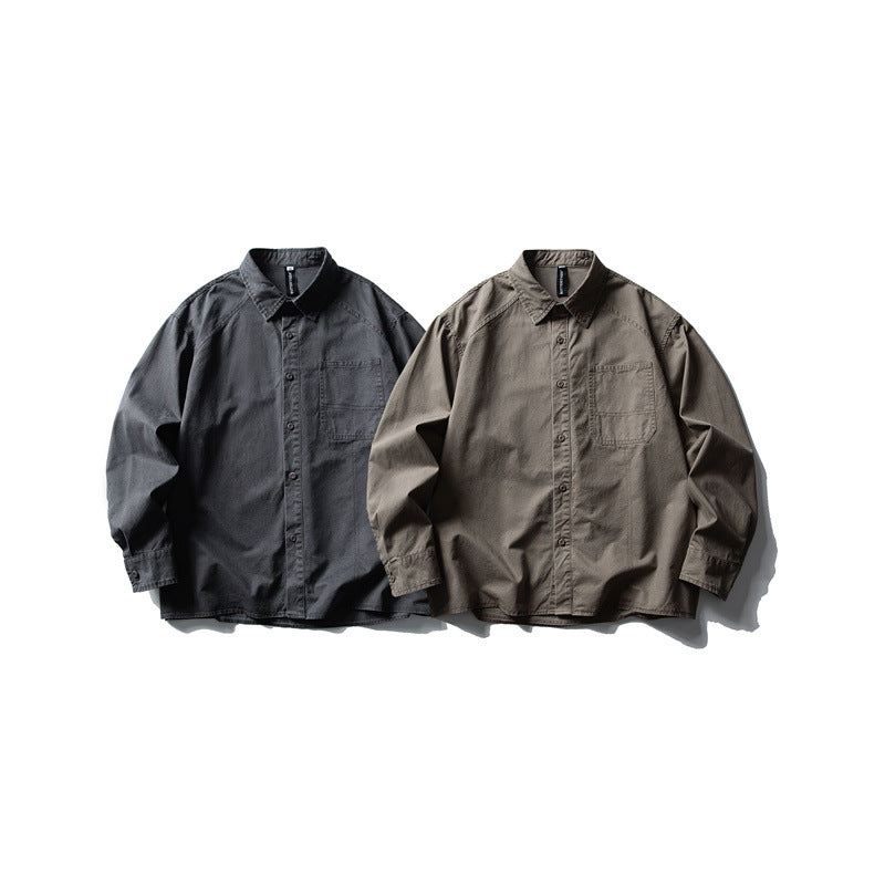 Herren Oversize-Hemdjacke aus robustem Baumwoll-Twill mit aufgesetzter Brusttasche und geradem Saum Echoarchiv
