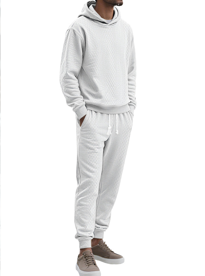 Herren Strukturierter Lounge-Set mit Kapuzenpullover und Jogginghose Echoarchiv