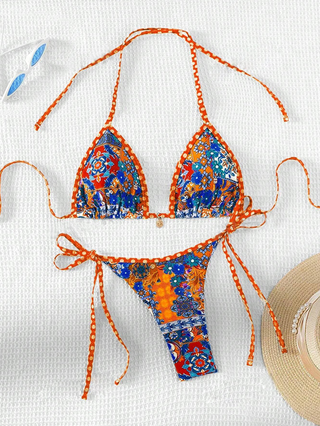 Damen Triangel-Bikini mit floralem Design und verstellbaren Bändern Echo Archiv