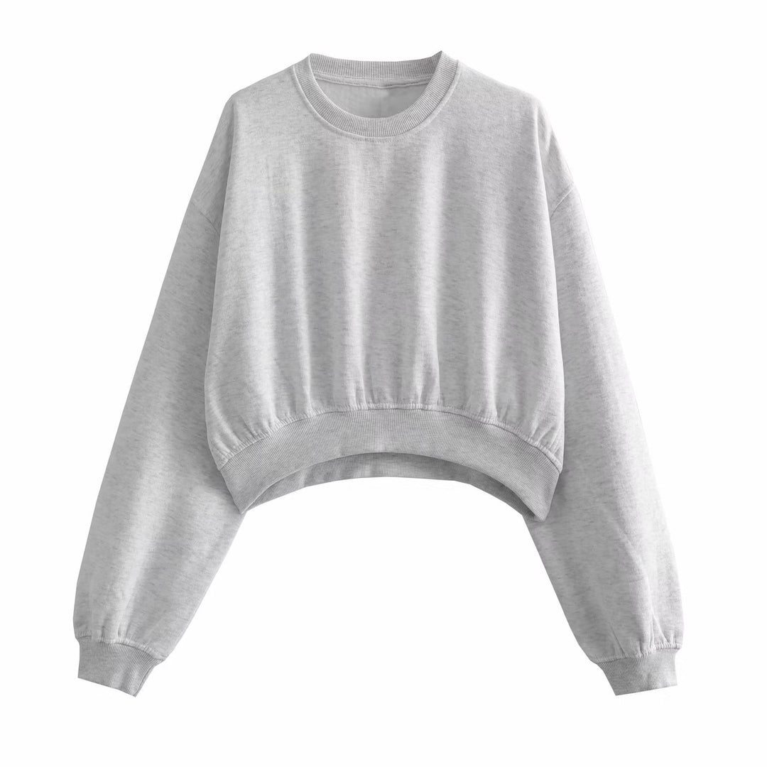 Damen Kurzes Oversize‑Sweatshirt mit gerafftem Saum und Ballonärmeln Echo Archiv