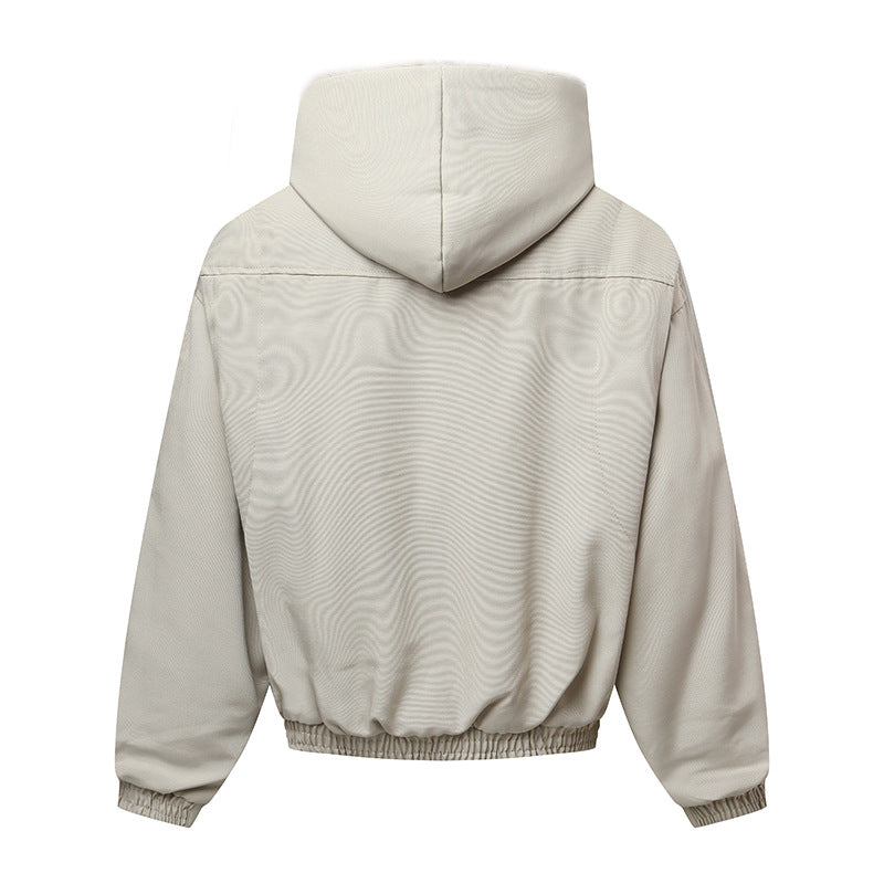 Unisex Kapuzenblouson mit wärmendem Teddyfutter, elastischem Saum und verdeckter Knopfleiste Echoarchiv