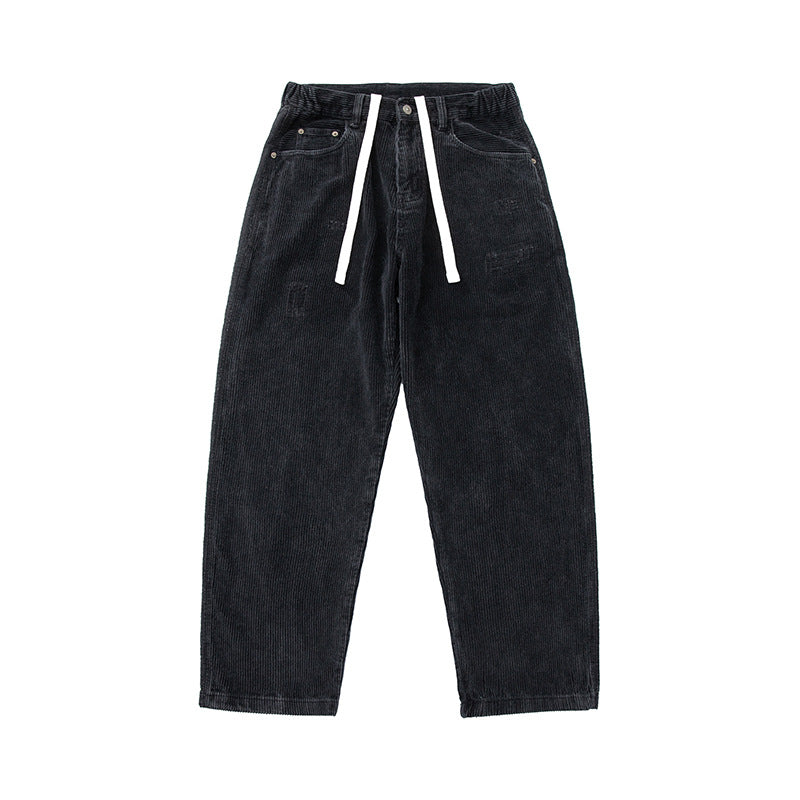 Herren Cordhose im Relaxed-Fit mit elastischem Tunnelzugbund und Used-Details Echoarchiv