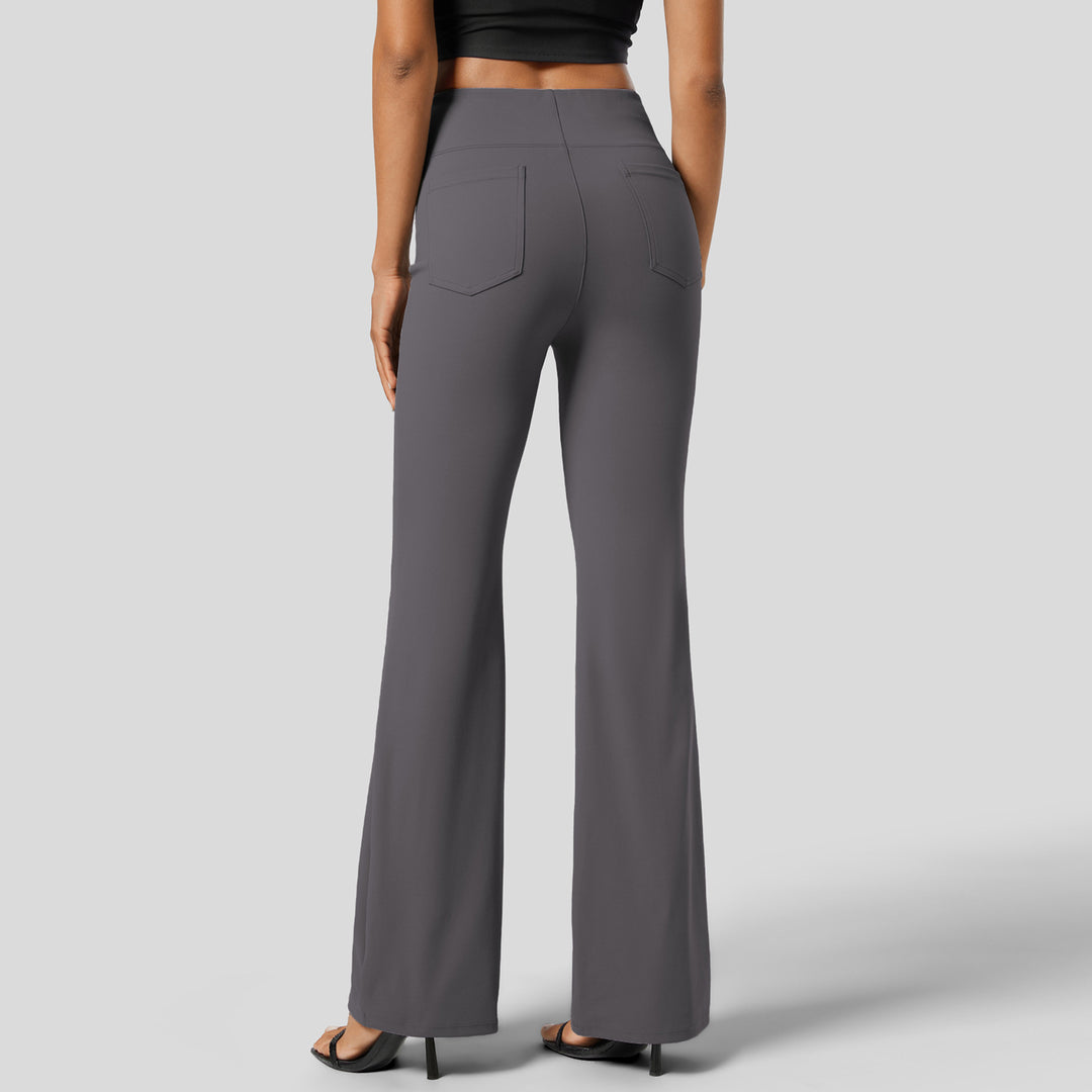 Damen High-Waist Stretch Schlaghose mit breitem Komfortbund – Avérine