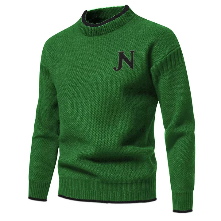 Herren Strukturierter Strickpullover mit Rundhalsausschnitt Echoarchiv