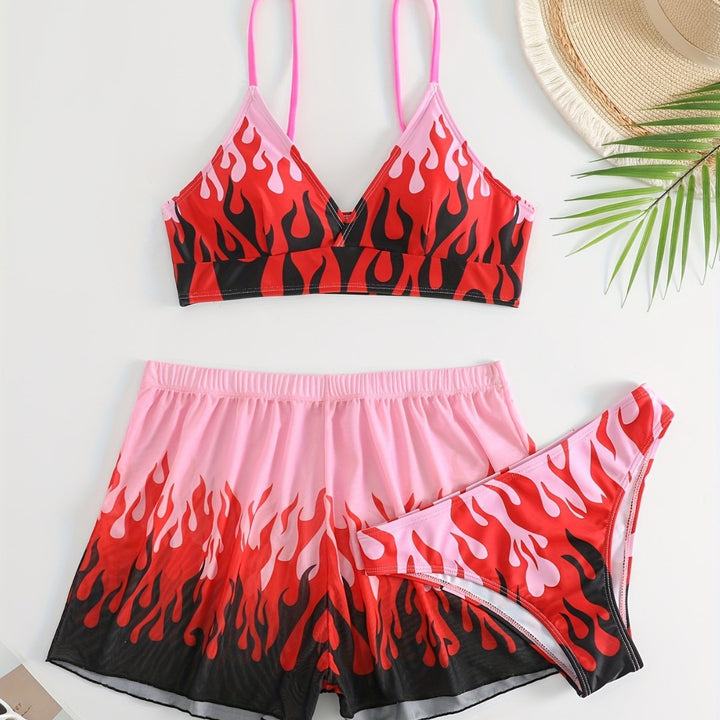 Damen Triangel-Bikini mit aufregendem Flammenmuster Echo Archiv