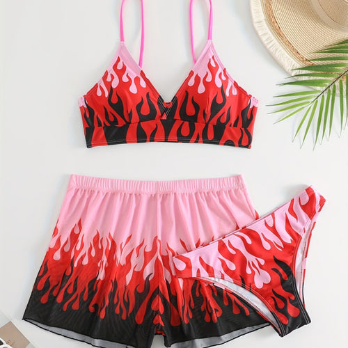 Damen Triangel-Bikini mit aufregendem Flammenmuster Echo Archiv