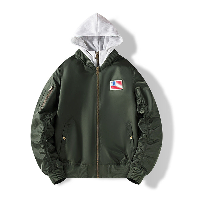 Herren Nylon‑Bomberjacke mit integrierter Sweatkapuze und Ärmel‑Utility‑Tasche Echo Archiv