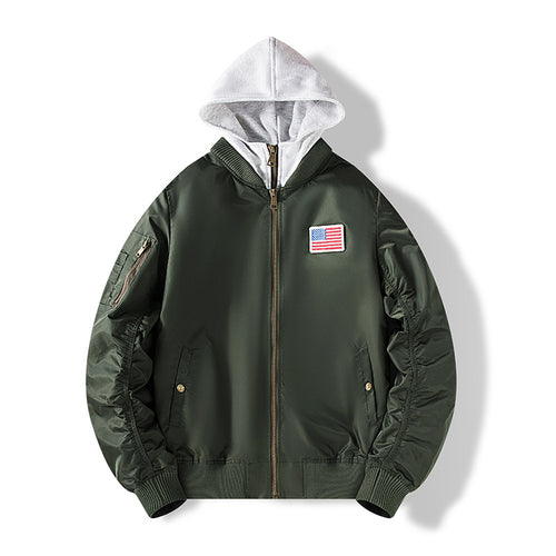 Herren Nylon‑Bomberjacke mit integrierter Sweatkapuze und Ärmel‑Utility‑Tasche Echo Archiv