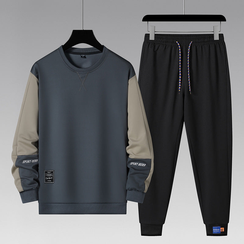 Herren sportliches Jogginganzug-Set mit kontrastärmeln, elastischem Bund und atmungsaktivem Sweatshirt Echoarchiv