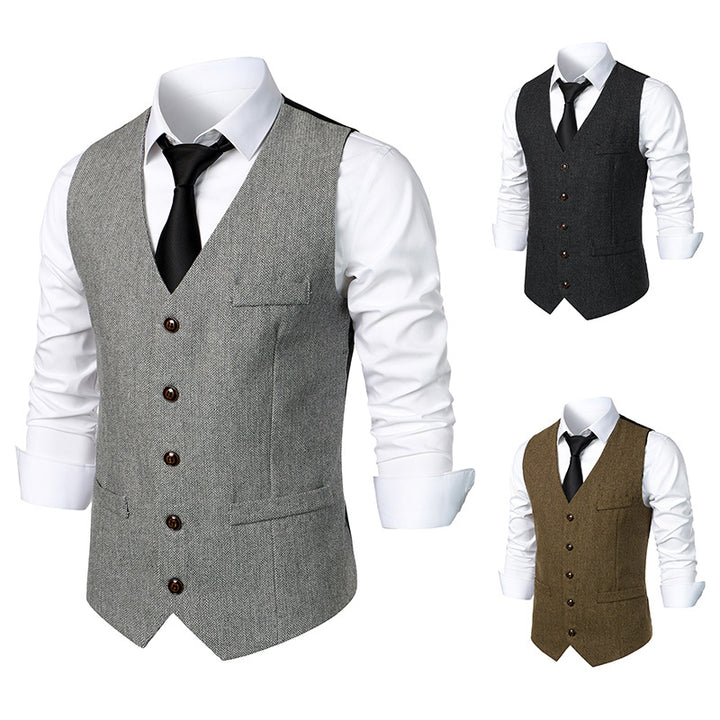 Herren elegante Anzugweste mit feinem Hahnentritt-Muster Echoarchiv