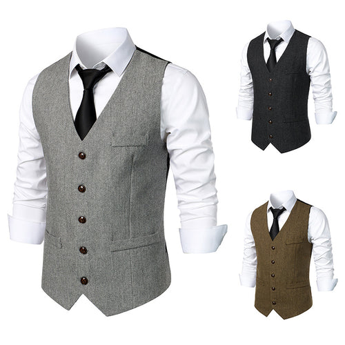 Herren elegante Anzugweste mit feinem Hahnentritt-Muster Echoarchiv