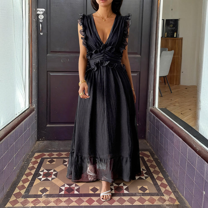 Damen Elegantes Wickelkleid mit Rüschendetails und taillierter Silhouette Echo Archiv