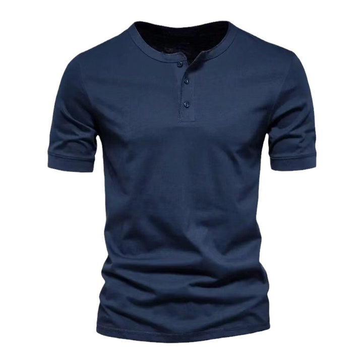 Herren Henley T-Shirt mit modischem Knopfverschluss und weichem Baumwollmaterial Echoarchiv