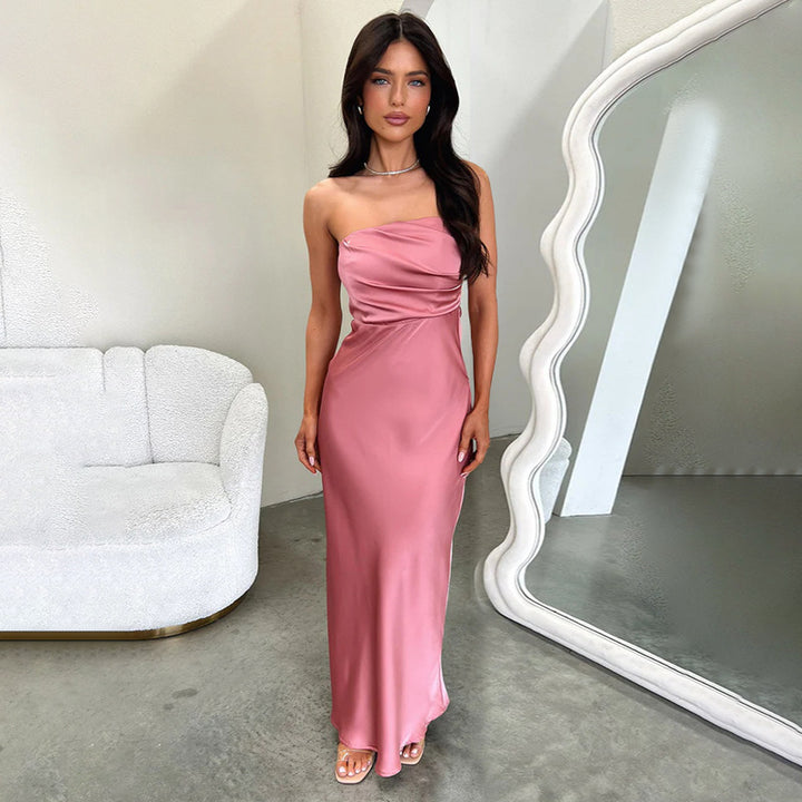 Damen Elegantes Satin-Maxikleid mit figurformendem Schnitt Echo Archiv
