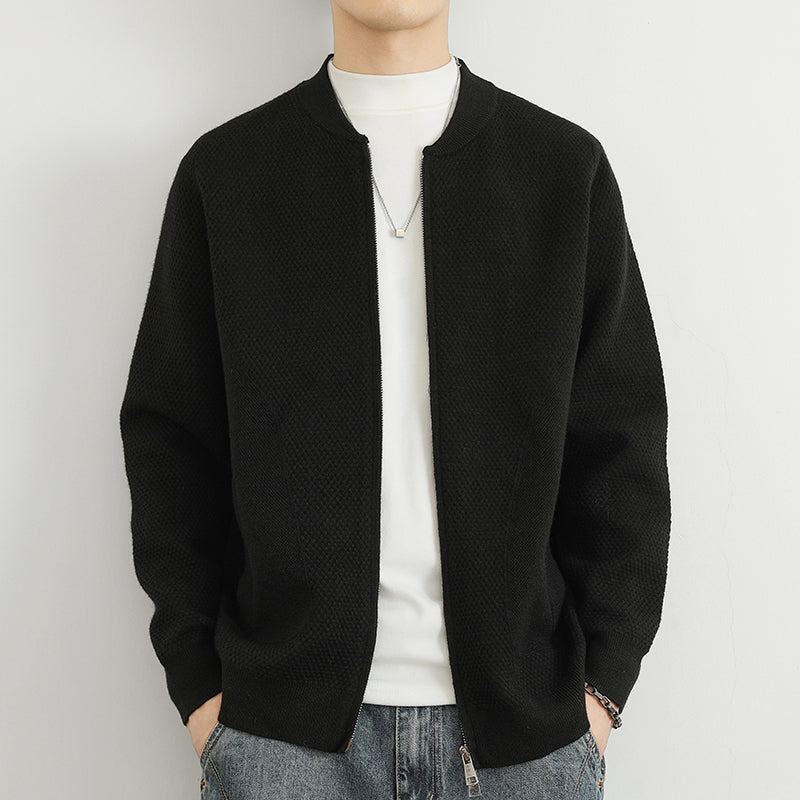 Herren Jacquard Sweatjacke mit Reißverschluss und praktischen Taschen Echoarchiv