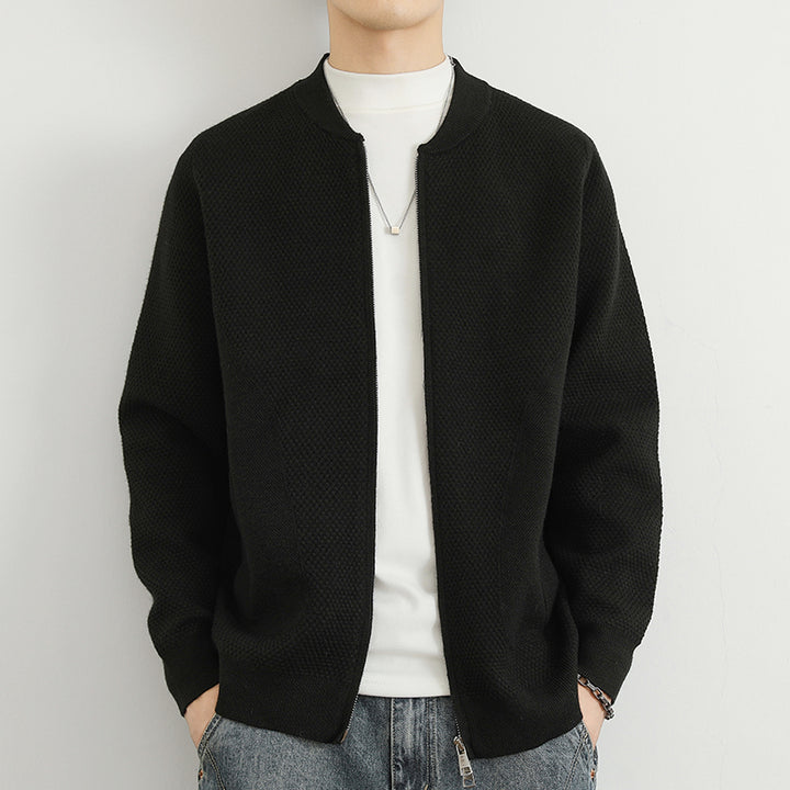 Herren Jacquard Sweatjacke mit Reißverschluss und praktischen Taschen Echoarchiv