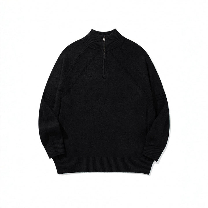 Unisex Strick-Halbzip-Pullover mit hohem Rippkragen und Raglanärmeln Echo Archiv