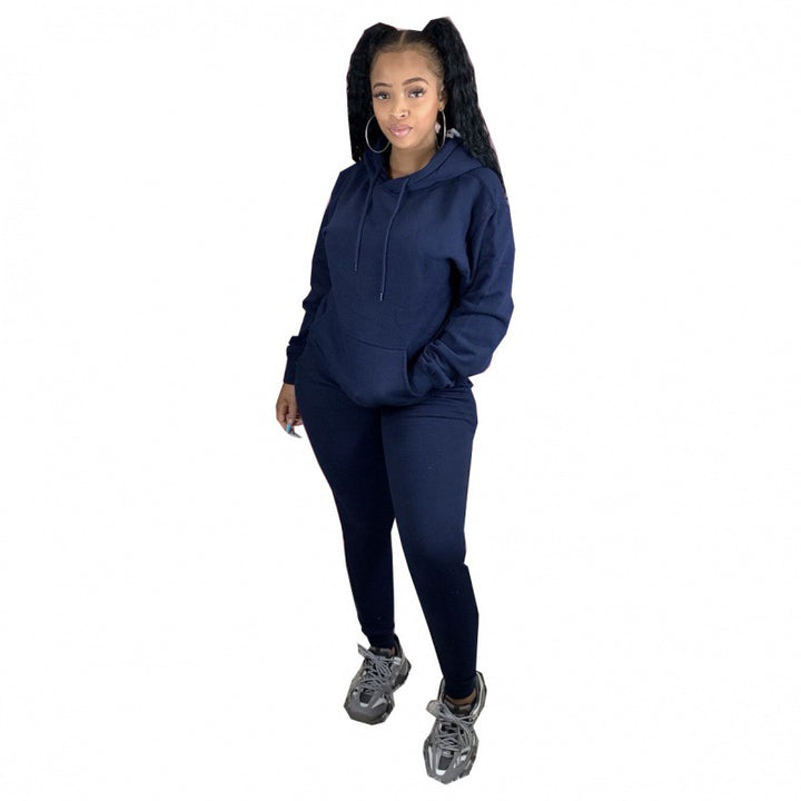 Damen Zweiteiliges Freizeitset mit Oversize Kapuzenpullover und Leggings mit hohem Bund, schmaler Passform – Élanora