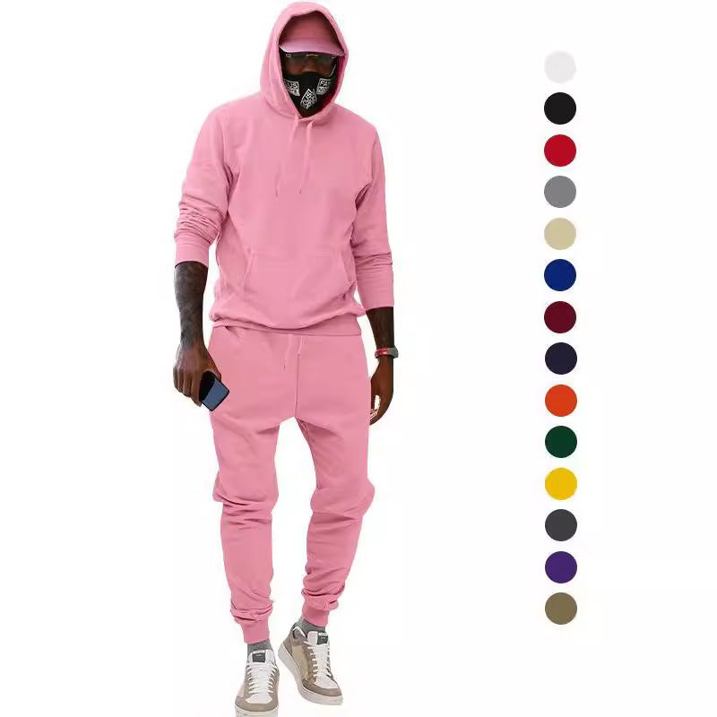 Herren nan lässiges Hoodie- und Jogging-Set aus French Terry mit Kängurutasche, gerippten Bündchen und elastischem Tunnelzugbund Echo Archiv