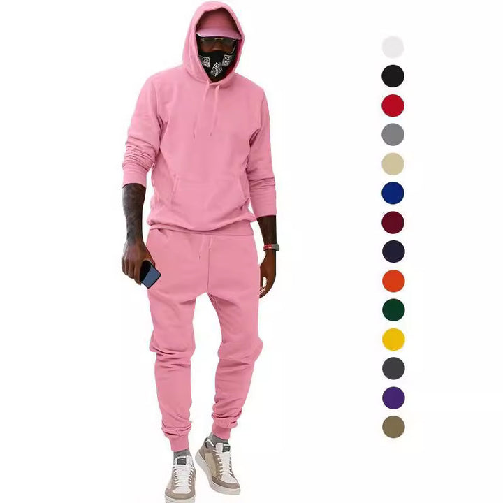 Herren nan lässiges Hoodie- und Jogging-Set aus French Terry mit Kängurutasche, gerippten Bündchen und elastischem Tunnelzugbund Echo Archiv