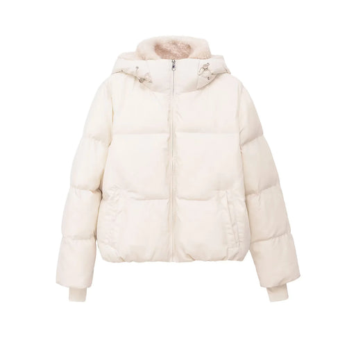Damen nan gesteppte Kapuzen‑Daunenoptik Jacke mit Teddyfutter und hohem Kragen Echo Archiv
