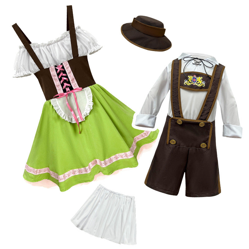 Herren nan traditionelles Kinderlederhosen-Set mit verstellbaren Hosenträgern und Trachtenhut Echo Archiv
