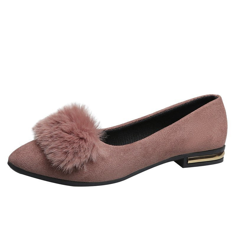 Damen nan spitze Ballerina mit Kunstvelours-Obermaterial, Kunstfell-Pompon und metallischer Absatzapplikation Echo Archiv