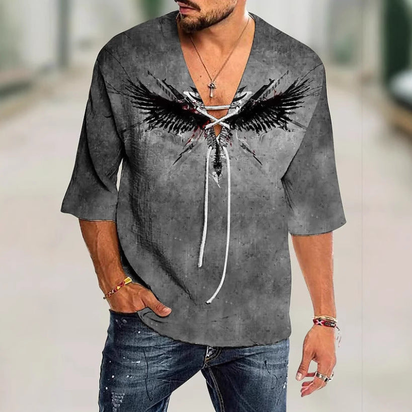 Herren grafisches Shirt mit modernem Schnürdesign Echoarchiv