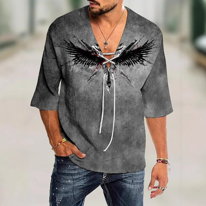 Herren grafisches Shirt mit modernem Schnürdesign Echoarchiv