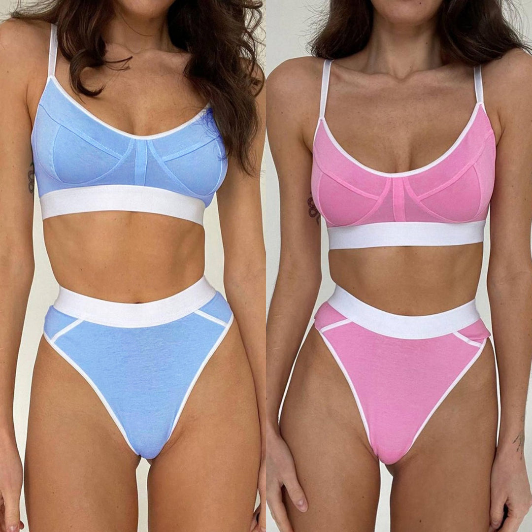 Damen Sportliches Bikini-Set mit verstellbaren Trägern und hohem Schnitt Echo Archiv