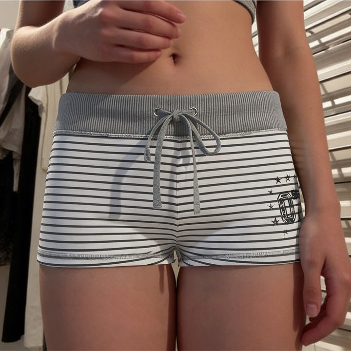 Damen Freizeit Shorts mit raffiniertem Streifenmuster und elastischem Bund Echo Archiv