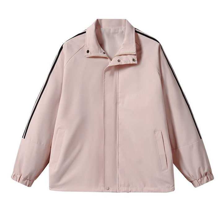 Herren Leichte Retro-Track-Übergangsjacke mit Stehkragen und Ärmelstreifen Echoarchiv