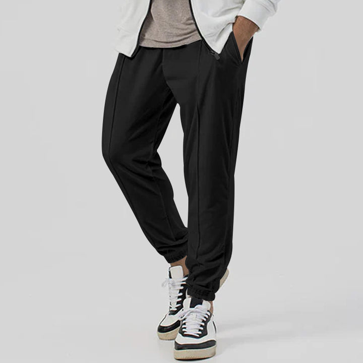 Herren Tapered-Jogginghose im Leinenlook mit Bügelfalte und Bündchen Echoarchiv