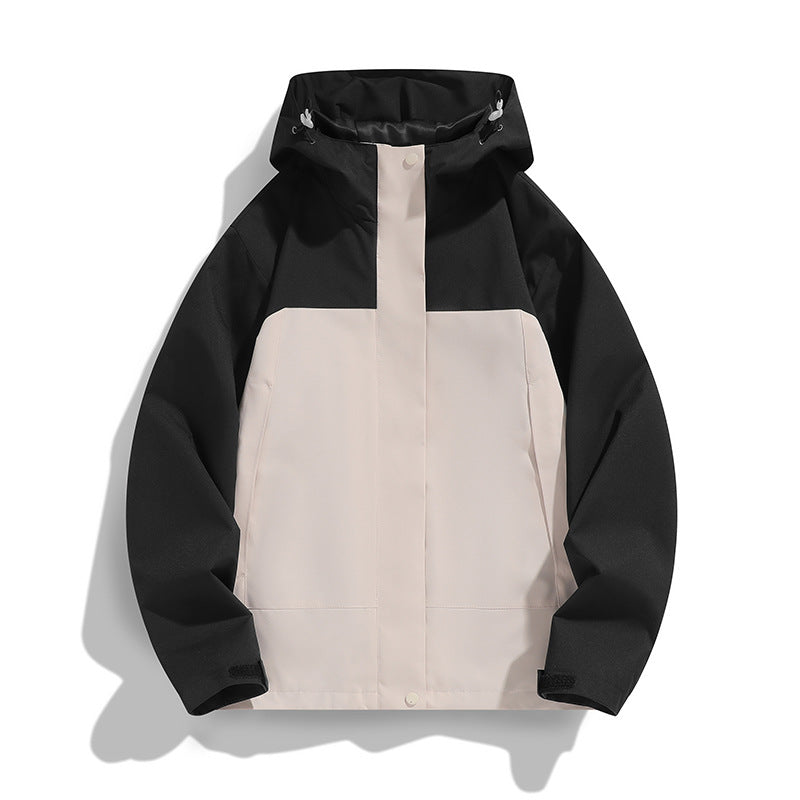 Herren Zweifarbige Softshell-Fieldjacke mit Kapuze, winddichtem Obermaterial und minimalistischen Eingriffstaschen Echo Archiv