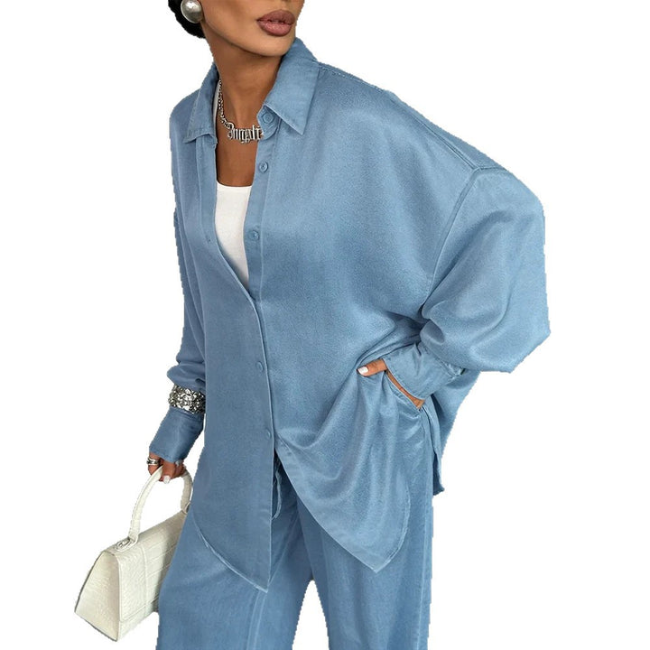 Damen Bequemes und lässiges Set aus oversized Bluse und weiten Hosen Echo Archiv
