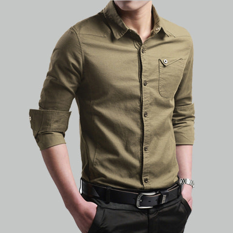 Herren Slim-Fit Baumwollhemd mit Kentkragen und Brusttasche Echo Archiv