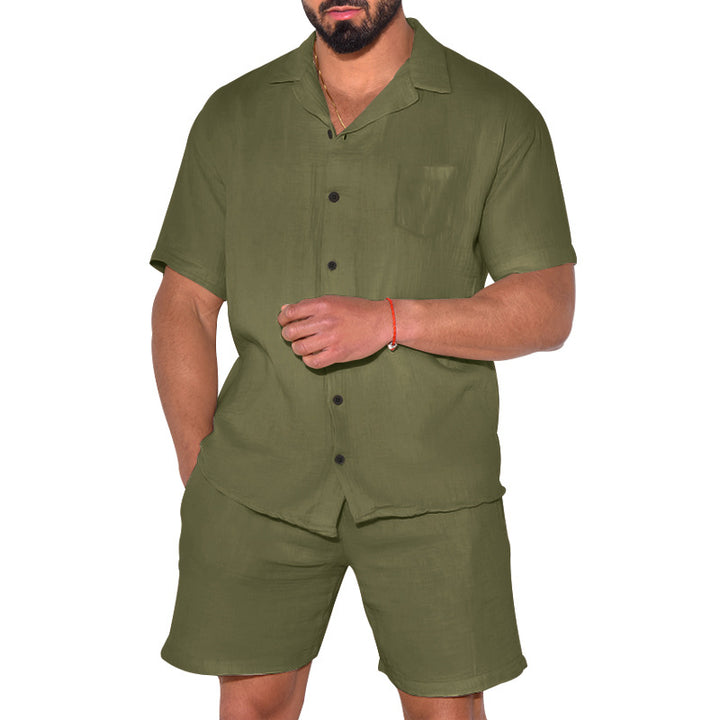 Herren Leichte und atmungsaktive Kurzarm-Hemd-Shorts Kombination Echoarchiv