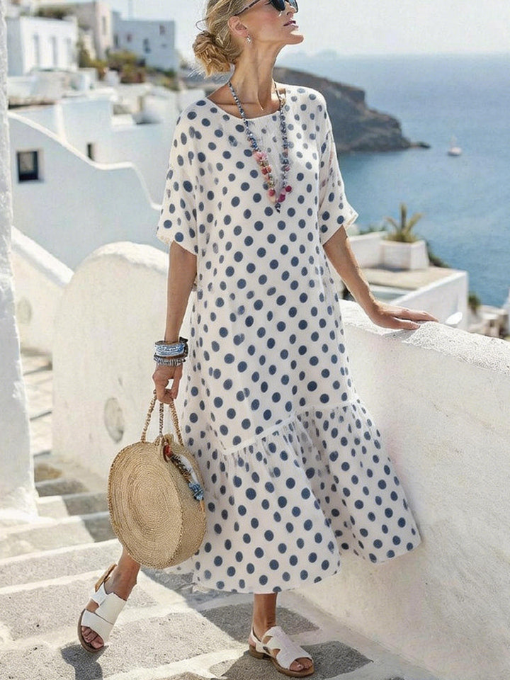 Damen Sommermaxikleid mit grafischem Muster und voluminösem Saum Echo Archiv